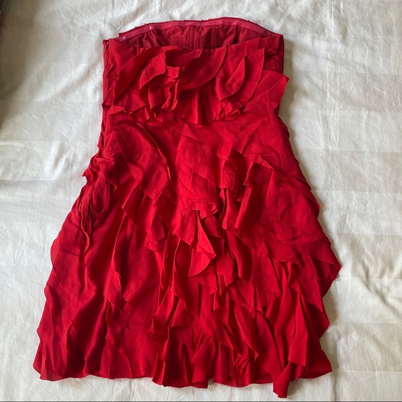 Adam Lippes Red Silk Off-The-Shoulder Dress US4 - Picture 4 of 14